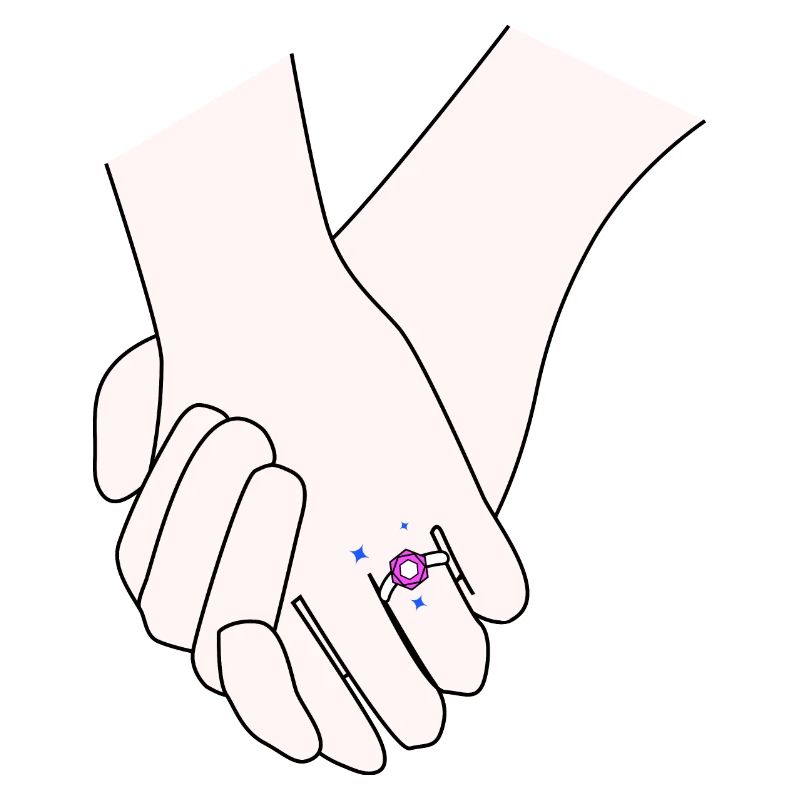 holding hands weddign day