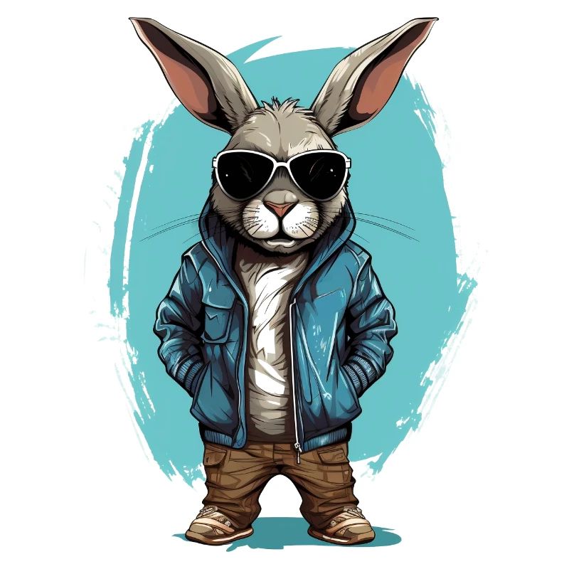Feisty Rabbit. Urban graffiti style.