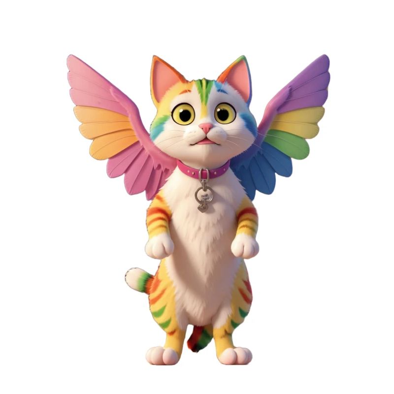 Rainbow cat with wings