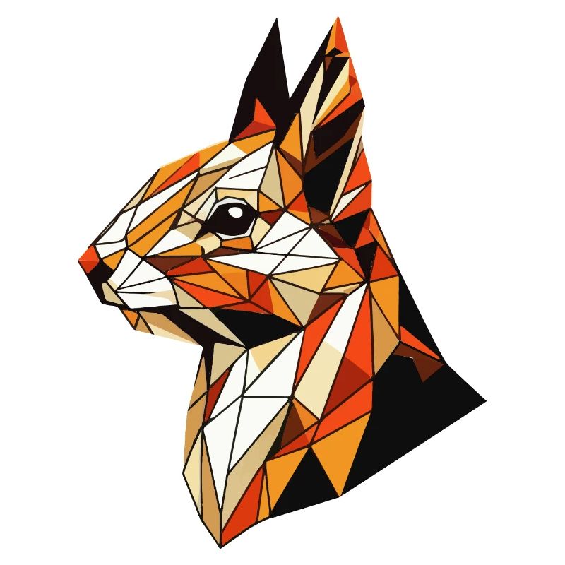 Squirrel Illustration Triangles Geometric