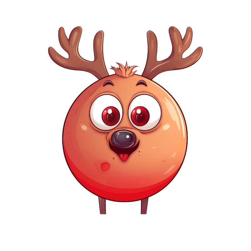 Rundes Rentier-Weihnachtskugel Comic Design