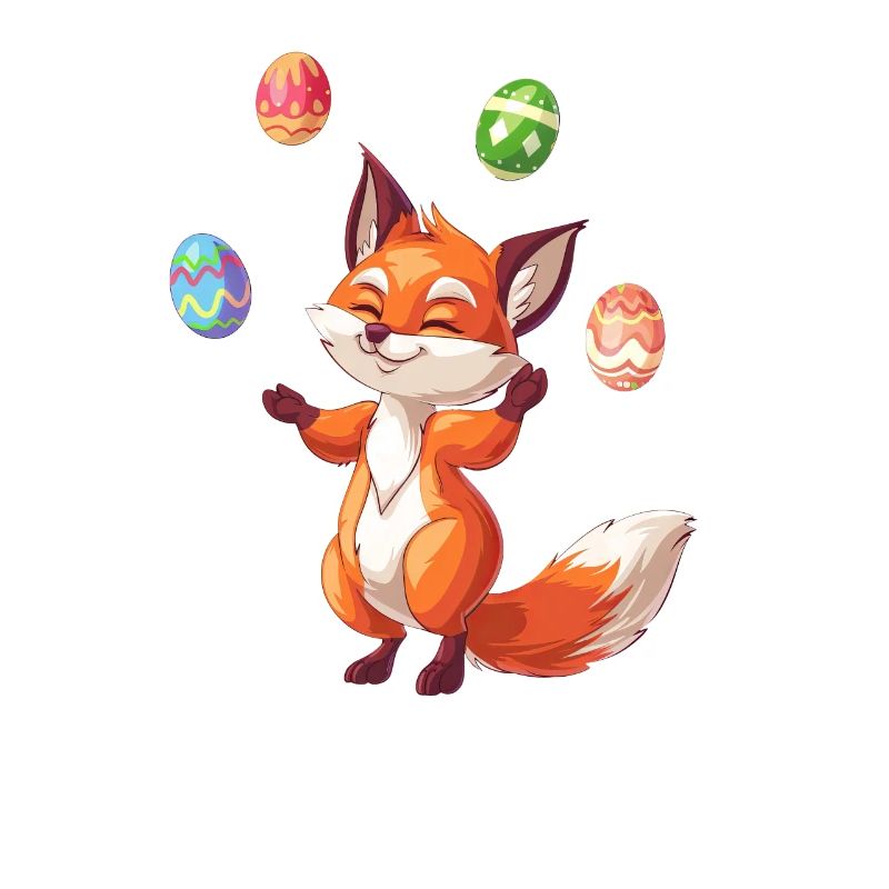 Easter Red Fox Juggling Eggs