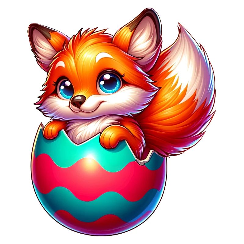 Hatching red fox from Easter egg