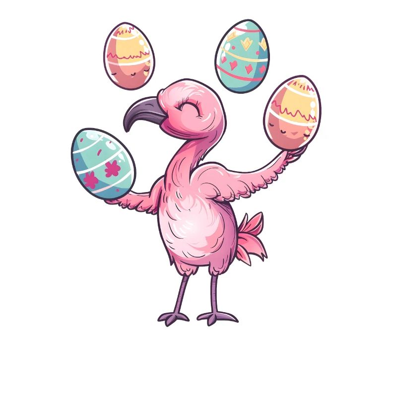 Flamingo Easter Eggs Juggling Festive