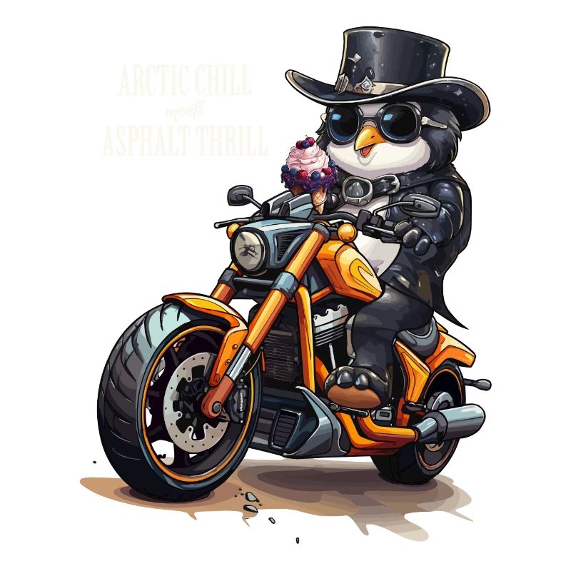Pinguin Motorrad Eiswaffel