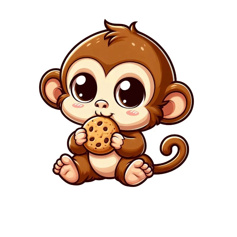 Monkey chimpanzee snacks on cookies