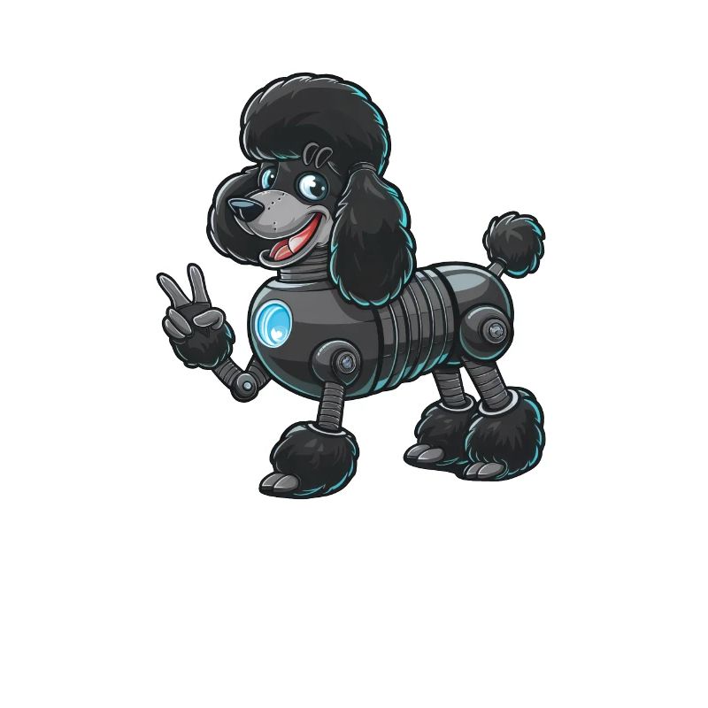 Caniche cyborg avec conception de robot de signe de paix