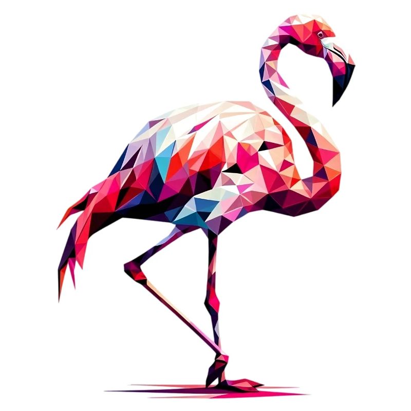 Flamant rose polygonal