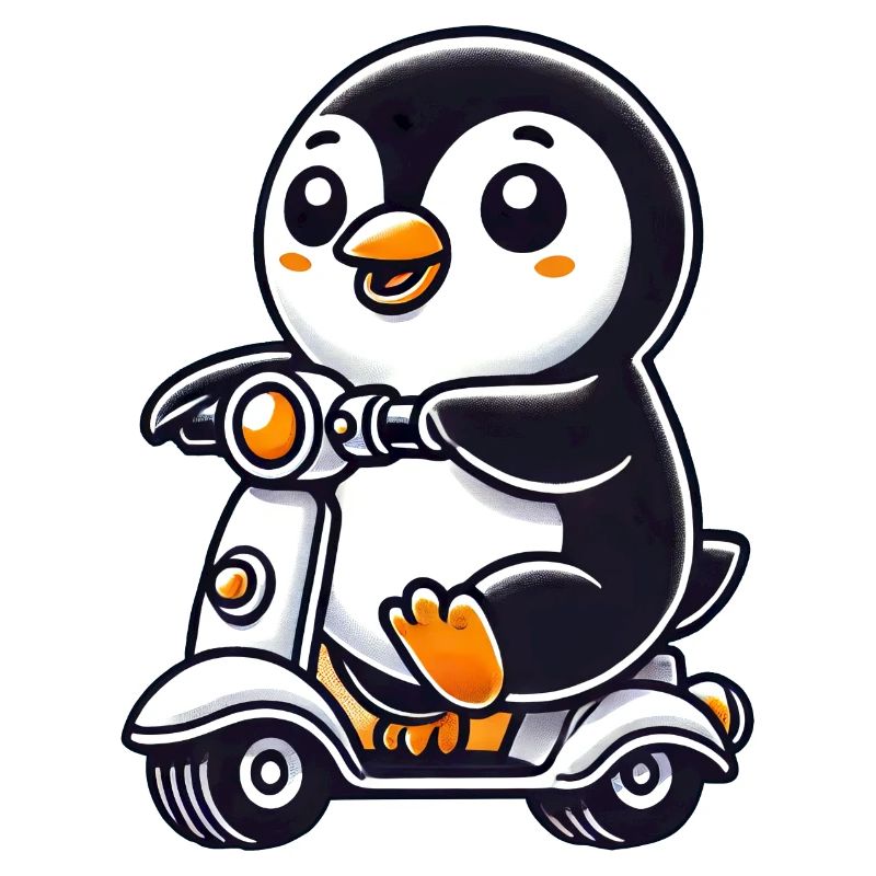 Whimsical Penguin Scooter Moped Funny Funny
