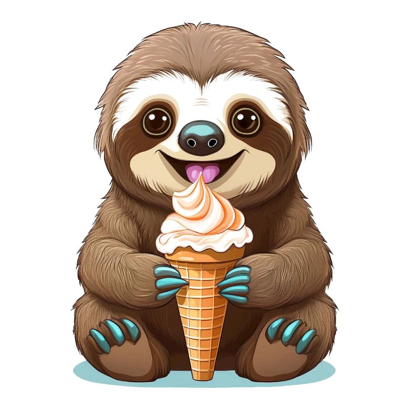 Niedliches Faultier, das ein Eis isst