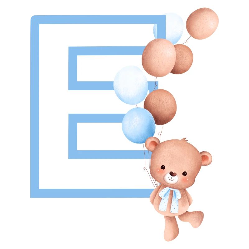 Blauer Buchstabe E Bär