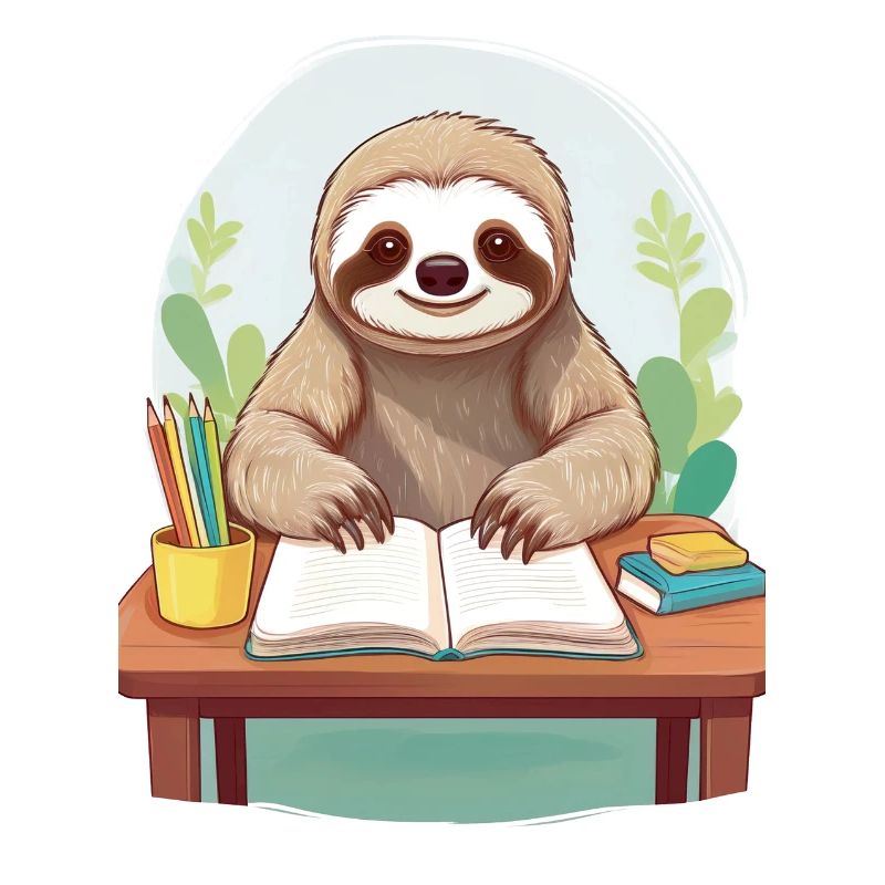 Sloth does homework
