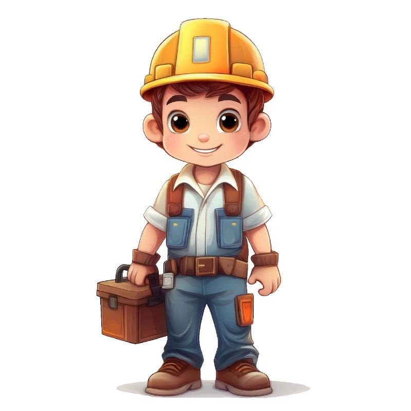 A construction worker with a toolbox