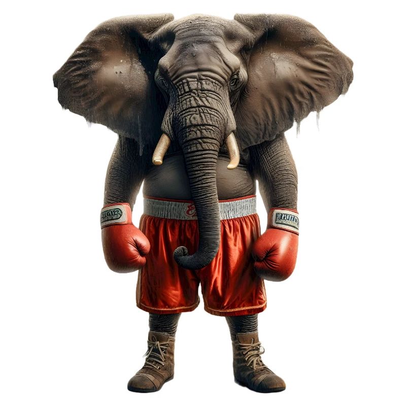 Elefant mit Boxhandschuhen