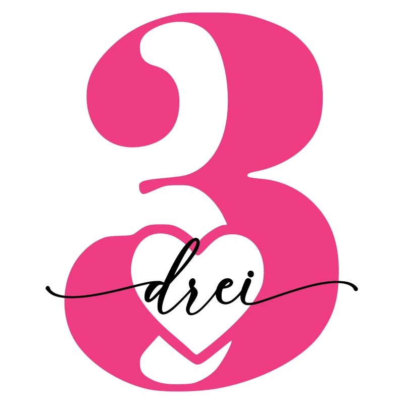 Digit Three 3 with Heart