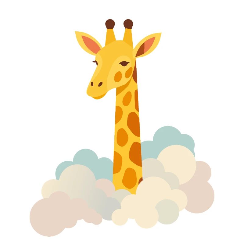 Douce girafe au-dessus des nuages – Motif onirique