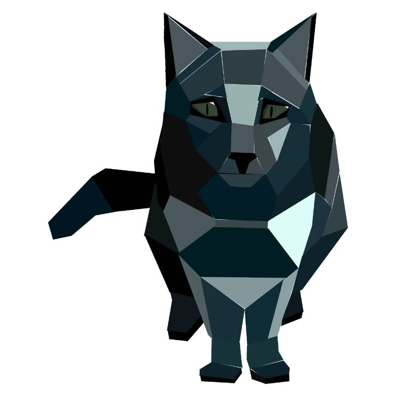 Chat géométrique de style obsidienne