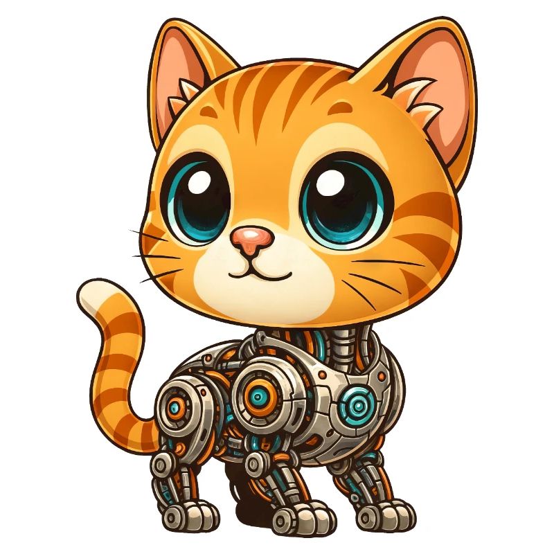 chat mignon dessin animé cyborg robot robot chat