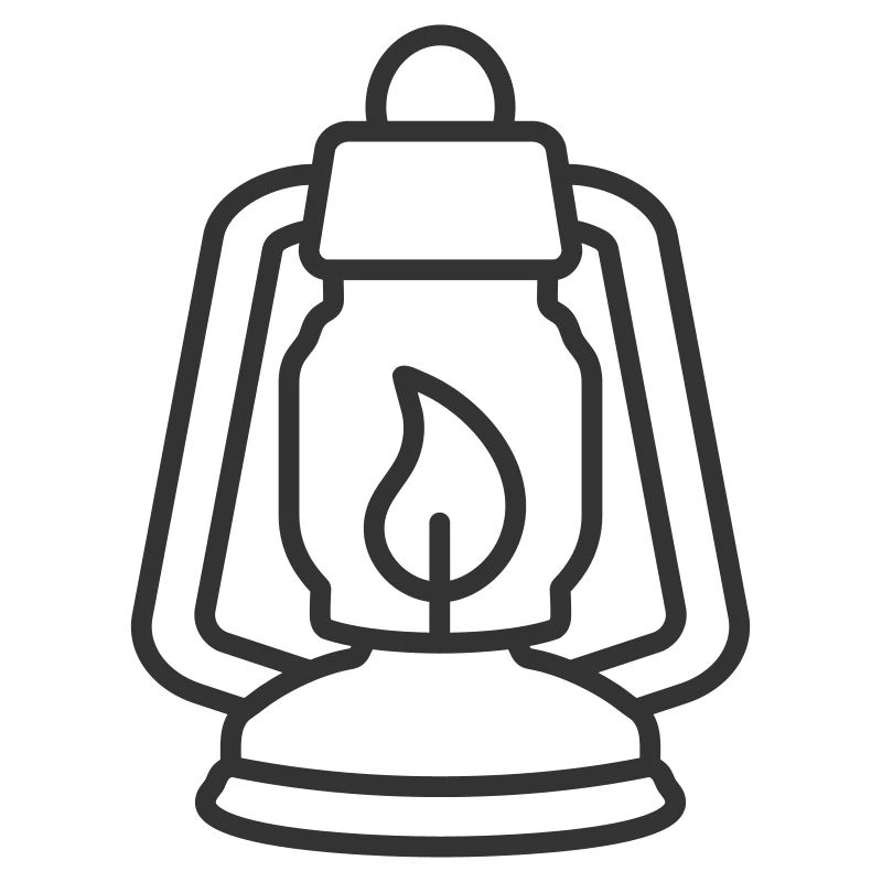 Vintage Camping Lantern Line Icon