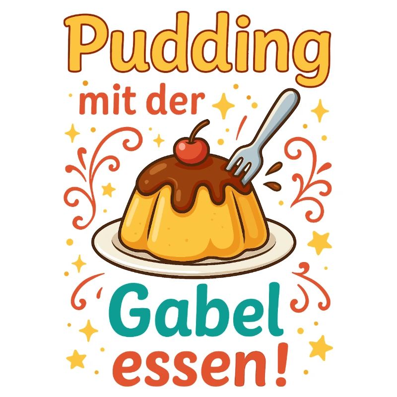 Pudding mit der Gabel Essen 