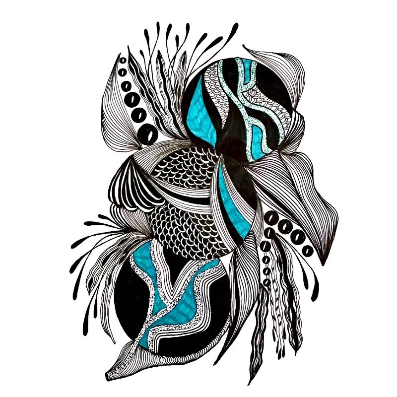 BlackTurquoise Scale Pattern