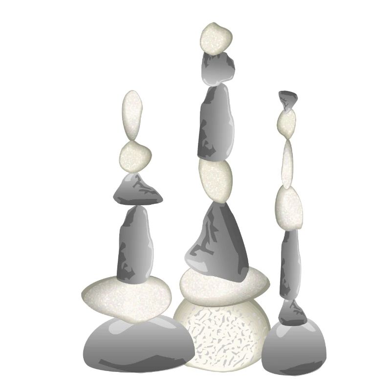 Trois tours de pierre équilibrées de style zen