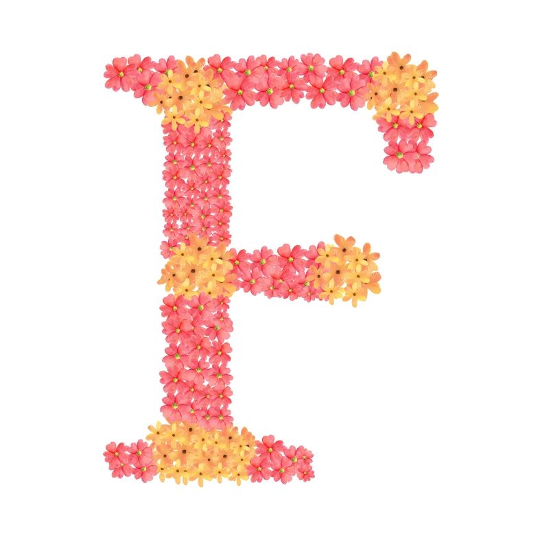 Votre initial « F » avec des fleurs