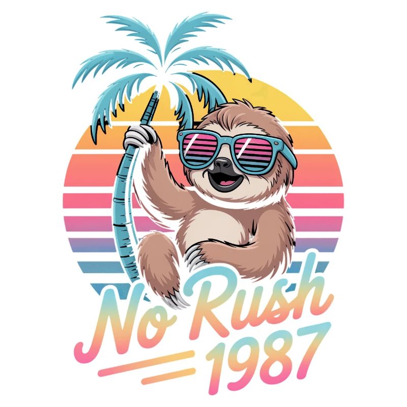 No Rush 1987 Sloth Retro Sunset