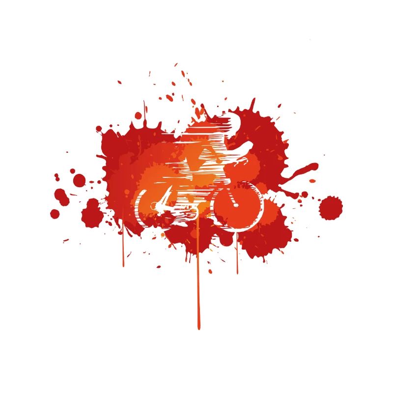 Bike splashed in orange paint