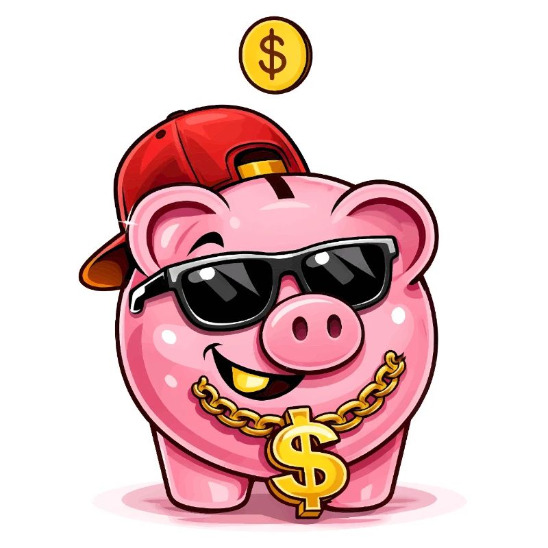 Cooles Sparschwein mit Dollar-Kette