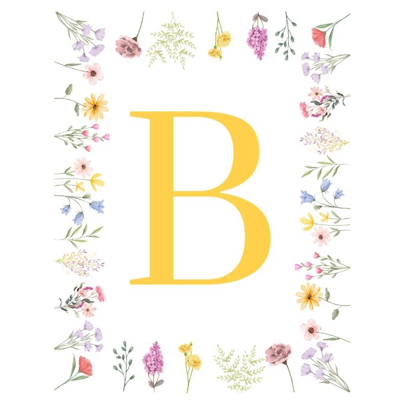 Initiales florales « B », monogramme de lettres