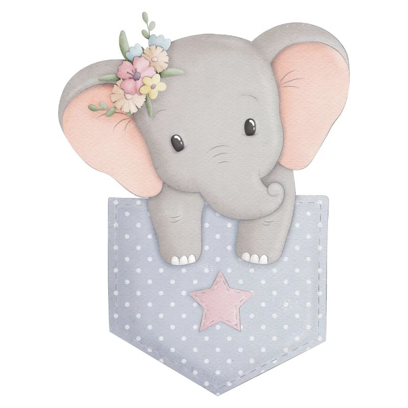 Elefant in Tasche mit Blume