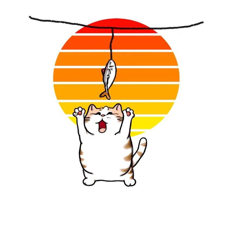 Le chat attrape le poisson