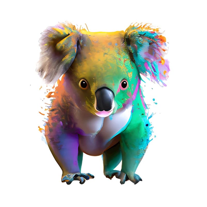 Koala in Farbexplosion