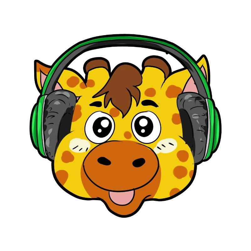 Giraffe mit Kopfhörer