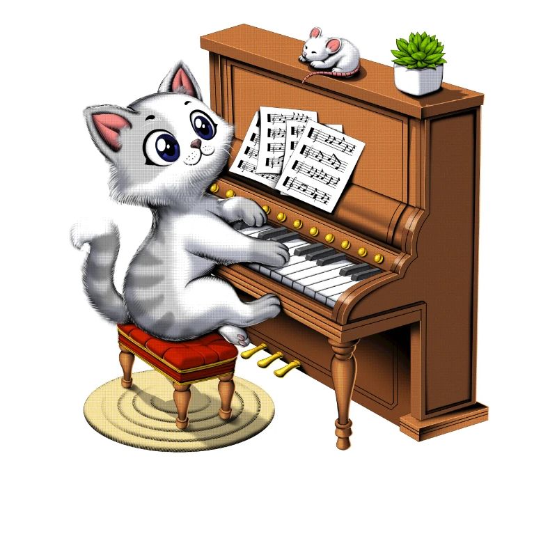 Cat Playing Piano