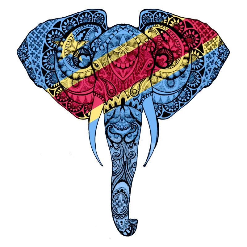 Drapeau du Congo Elephant - Support Congo