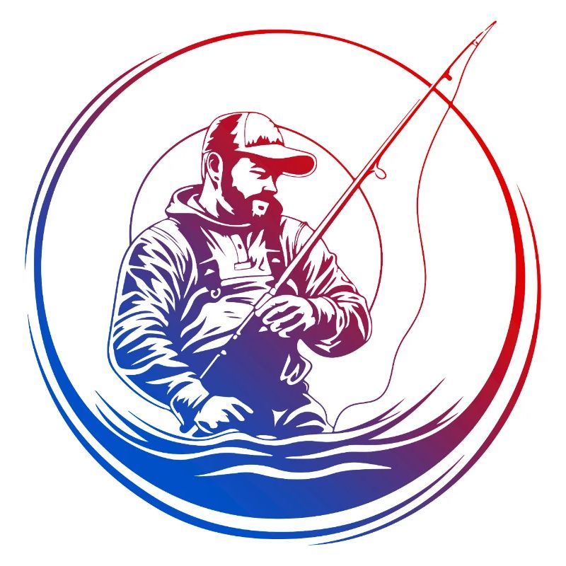 Silhouette de pêche colorée