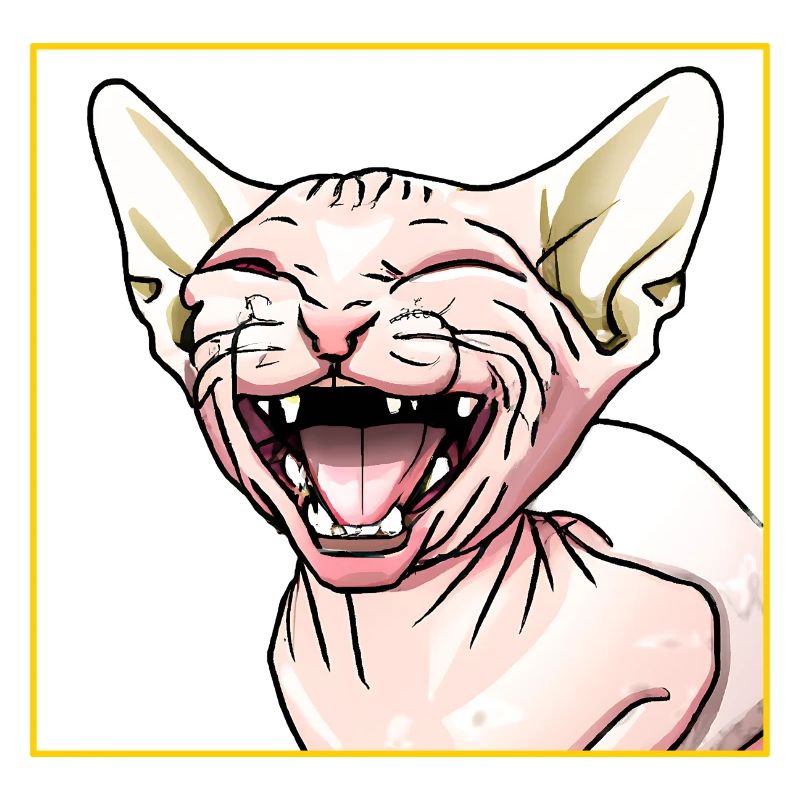 Le chat Sphynx rit