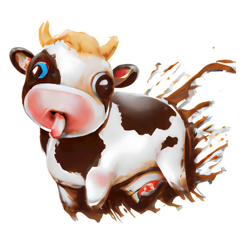 Vache en chocolat avec éclaboussures de cacao