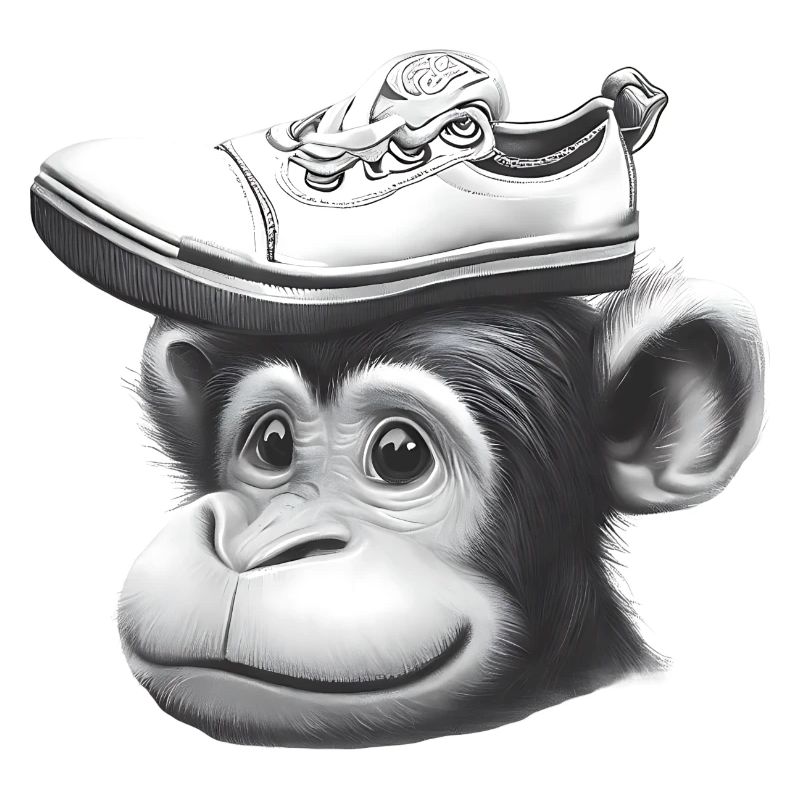 Affe mit Schuh-Hut