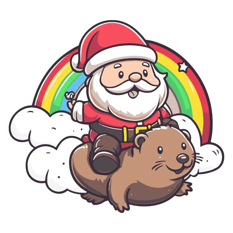 Biber Weihnachtsmann Regenbogen
