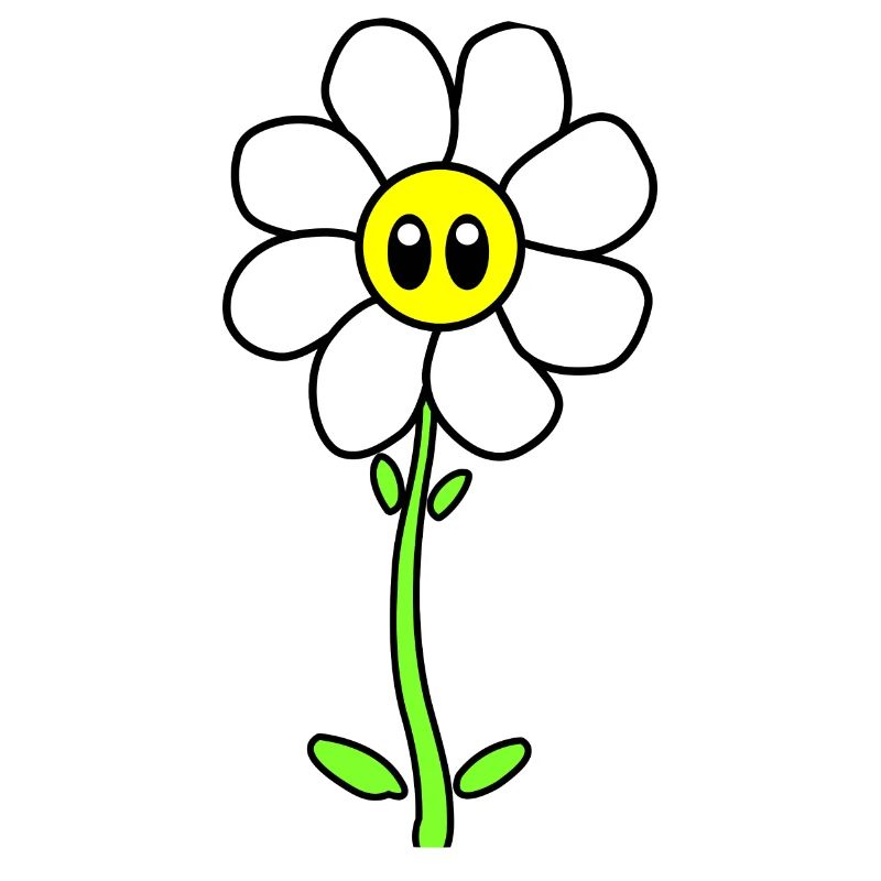 Lustiges Gänseblümchen Blume mit Gesicht 70er
