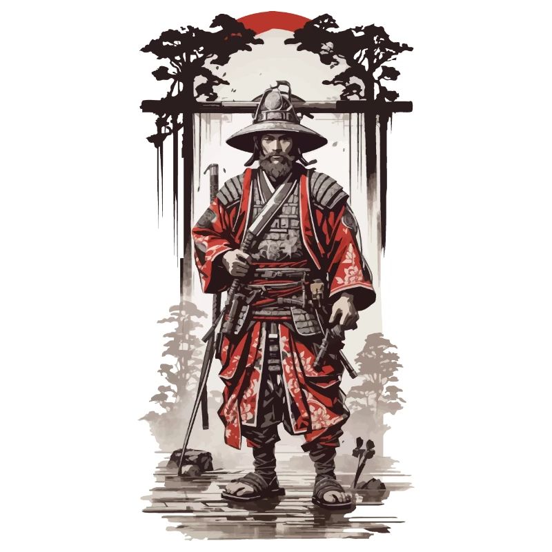 Japanische Samurai Essenz im Ukiyo-E Kunst Stil