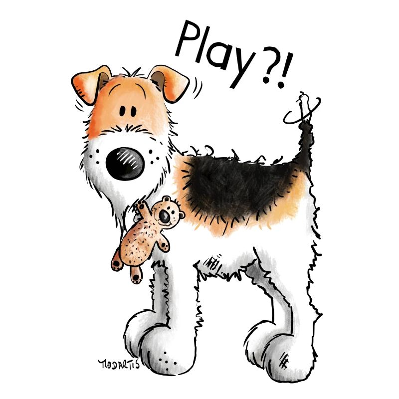 Foxterrier Play - Spielen - Hund - Freunde - Comic