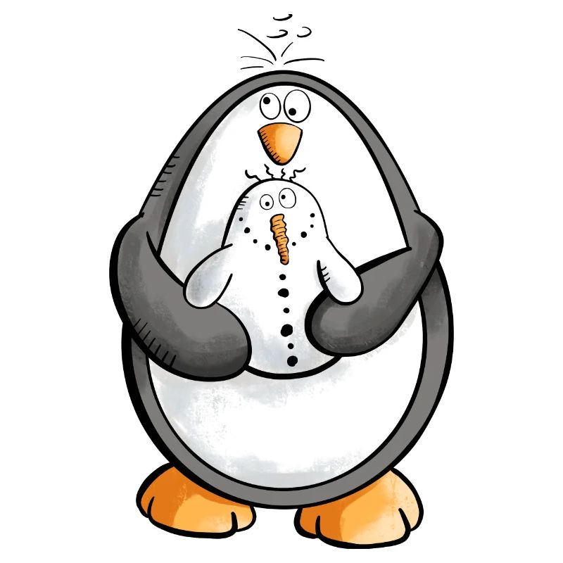 Pinguin und Schneemann sind beste Freunde