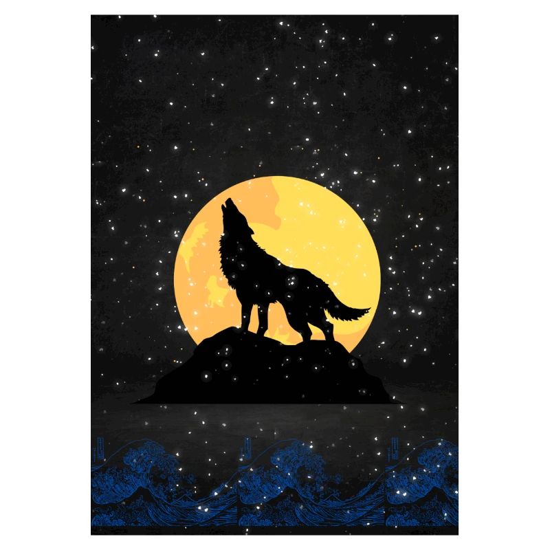 wolf on full moon night