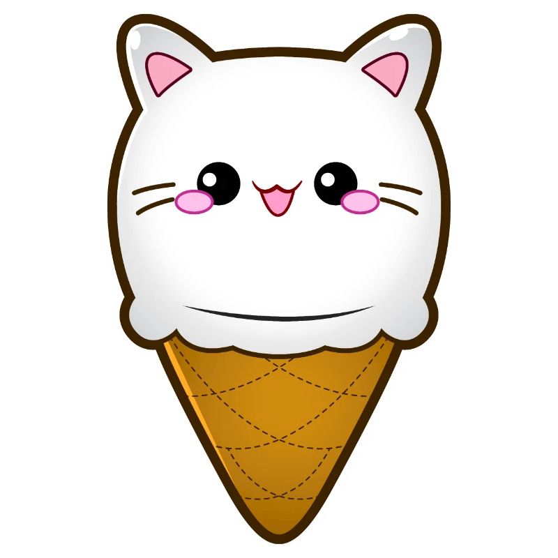 Ice Cream Cat Eiscreme Eis Katze Vanille Eiskugel
