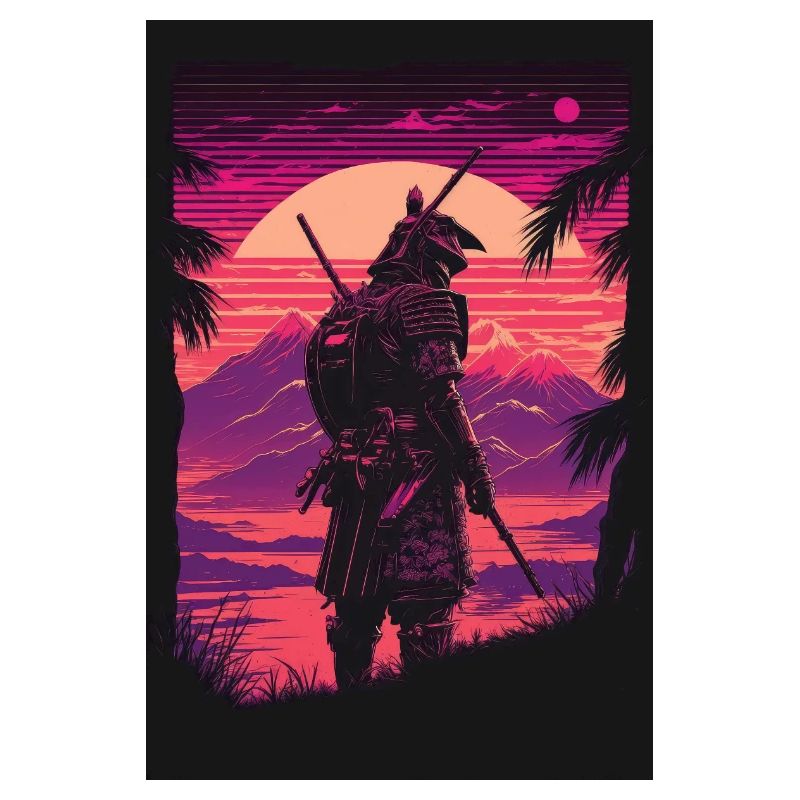 Samurai Vaporwave 80s Retro Japan Sakura 90s Anime