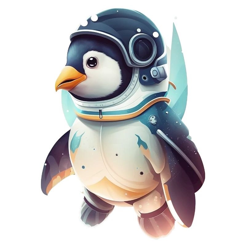 Super Süßer Pinguin als Astronaut